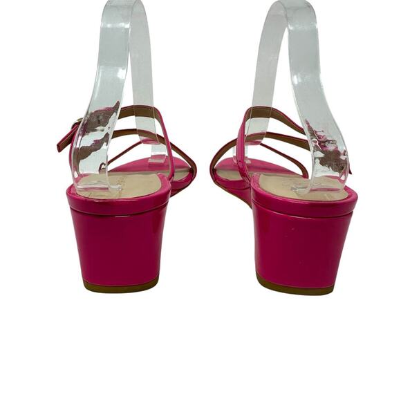 Stuart Weitzman Align II Buckle Patent Leather Wedge Sandal Pink Size US 8 - Picture 10 of 13